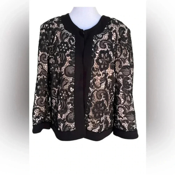 Boston Proper lace overlay elegant lined jacket - size L - Picture 2 of 12